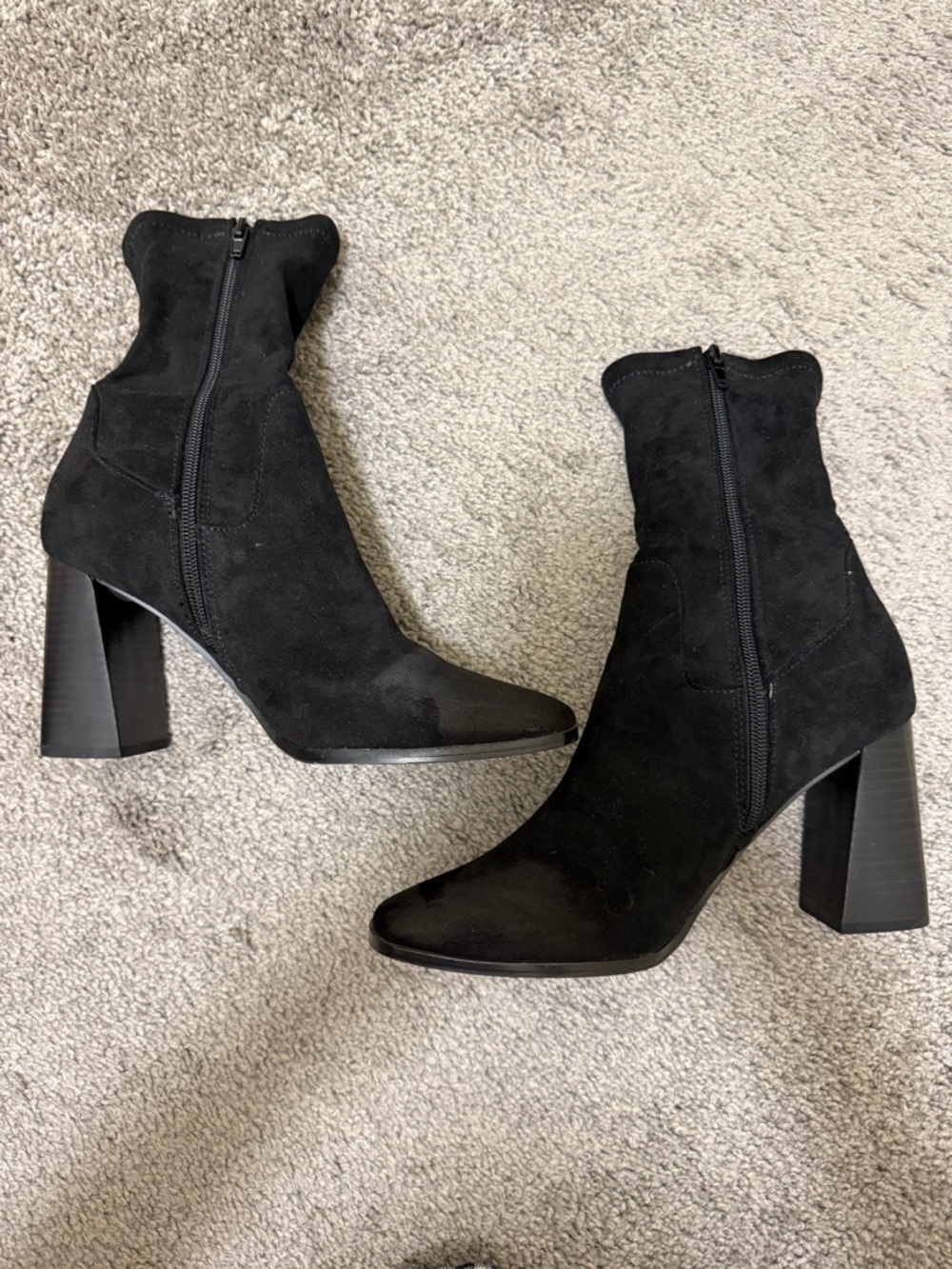 high heeled suede boots - size 7.5